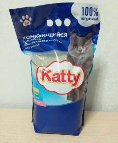 Наполнитель для кошачьего туалета Katty комкующийся 5 кг, Средние (2-6 мм)