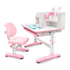 Детский столик со стульчиком Ergokids Panda BD-28 PN мягкое кресло с регулировкой глубины ширина столешницы 77 см, розовый/белый