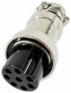 Разъем MIC16 8Pin гнездо металл на кабель, серебристый/черный