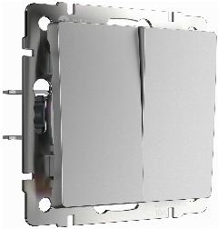 Проходной двухклавишный выключатель/переключатель Werkel W1122006 серебряный IP20