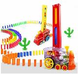 Интерактивный Паровозик Домино Domino Train, поезд домино развивающая игрушка для детей, светится, звучит 80 psc., разноцветный, 8x16x11 см — фото 2