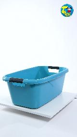 Таз Plast Team хозяйственный с ручками, прямоугольный 60х36,5х22,5 см 30 л, (персиковая карамель) PT1164 — фото 2