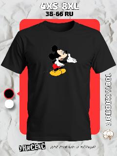 Футболка с принтом микки маус mickey mouse, черный, 50