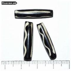 Бусина Дзи кость 0009033 трубочка с волнами темно-коричневая 24x6 мм, цена за 1 шт., 25 мм