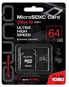 Карта памяти Qumo MicroSDXC 64Gb Сlass 10 UHS-I + ADP (QM64GMICSDXC10U1)