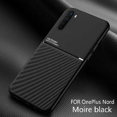 FASNYA Чехол из деловой кожи для OnePlus Nord (Ван Плюс Норд) с магнитным автомобильным держателем, тонкий защитный чехол для смартфона, черный