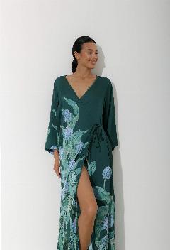 Халат FLEURSILK, зеленый/мульти