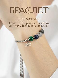 Браслет PLANETARIUM, халцедон, лазурит, лабрадорит, малахит, 22 см, 15-22