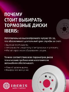 Диск тормозной передний вентилируемый для автомобилей IBERIS IB151124