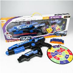 Игрушка бластер для мальчика 20 пуль на присосках, мишень, 200823895, 918D, синий/черный