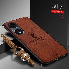 Для OPPO Reno 8T Чехол Мягкий силикон + жесткий тканевый олень тонкий защитный чехол на заднюю панель для OPPO Reno 8T чехол Reno8T чехол для телефона, brown, For Reno 8T 5G