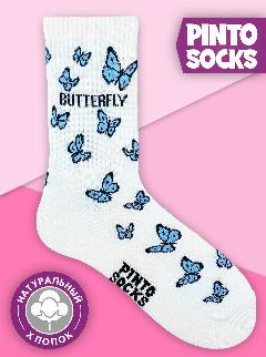 Носки PINTO SOCKS, белые носки с бабочками, 36-40