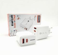 Премиальная мощная быстрая зарядка FOA-FST45W-WH, 100x50x23