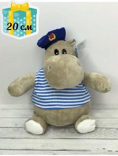 Мягкая игрушка Бегемот Десантник, 20 см, полосатый