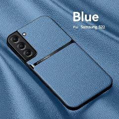Чехол на Samsung Galaxy S22 /(Самсунг Галакси с22) , С защитой камеры / Высококачественная кожа, голубой,