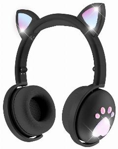 Игровые Bluetooth наушники с микрофоном Grand Price HiFi 7.1, кошачьи ушки, черный