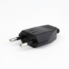 Вилка электрическая прямая 2.5A 250v 2P (без заземления) Европа Стандарт ЕС типа C (CEE 7/16) адаптер штекера, черный, хром