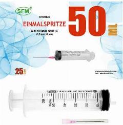 Шприц 50мл SFM 1,2х40-18G, 25 шт в упак., бесцветный, белый