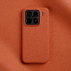 Магнитный чехол Melkco из натуральной кожи для Xiaomi 15 Pro, Mi 15, ультра-первый слой воловьей кожи, твердый чехол + защита объектива камеры, Оранжевый, Mi15