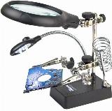 Третья рука для пайки с подсветкой и лупой, подставка под паяльник, увеличительное стекло — фото 4