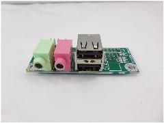 Плата разъемов USB и Audio на переднюю панель корпуса ПК. Размер панели 66x25мм., зеленый