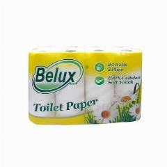 Туалетная бумага Belux 2 слоя, намотка 18,5+-0,5 м, 24 штуки в упаковке, цвет белый, 160 листов, целлюлоза (325857)