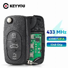 KEYYOU для Audi A3 A4 A6 A8 B5 TT RS4 Quattro 433 МГц ID48 чип HU66 автомобильный дистанционный откидной ключ 3 BTN 4D 0837231 A, 4D0837231 A, 433Mhz