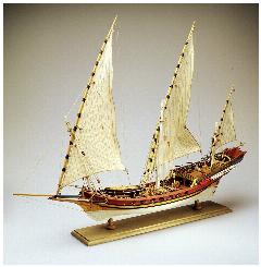 Сборная модель корабля от Amati (Италия), щебека Xebec, 180 часов, М.1:60, 270x600x60 мм