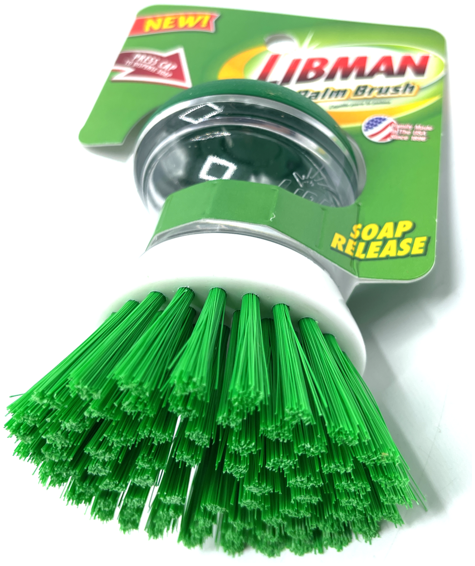 Губка для посуды с дозатором мыла мини Palm Brush Libman 01278, зеленый/белый