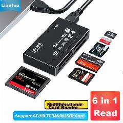 Liantuo, Multifunctional Six-In High-Speed Card Reader, Supports SD/TF/CF/XD/MS/M2 Cards, Compatible with Sony Memory Cards, Sony Memory Sticks, Digital Cameras, Camcorders, PS5 Game Consoles