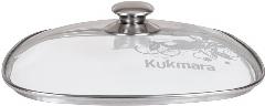 Крышка стеклянная 26 см KUKMARA с26-2т112, квадратная, металл. обод, серебристый/прозрачный