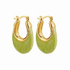 Серьги ONEKISS, gold and light green