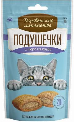 Деревенские лакомства "Подушечки с пюре из краба" пакет, 30 гр