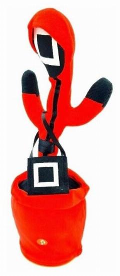 Танцующий кактус Игра в кальмара/ Интерактивная игрушка/ Поющий, танцующий, говорящий кактус. Хит года. Идёт рандомно. Подарок на новый год, белый, 13x13x32 см
