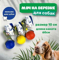Мяч на веревке, синий 6 см