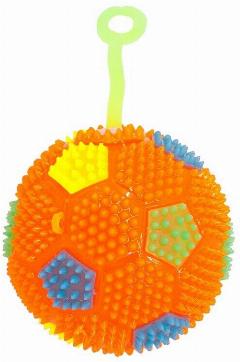 Игрушка Мяч светящийся Футбол на резинке, ассорти цветов, 7,5 см, 1 шт., оранжевый, 7.5x7.5x7.5 см