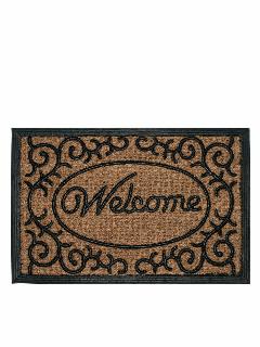 Коврик придверный из кокосовой койры Borghouse "Welcome dark", размером 60 x 40 см, бежевый/черный