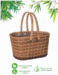 Корзина Bamboolend H16/33, для пикника, плетеная лоза, складные ручки, коричневая, 33x21x16 см