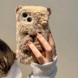Защитный чехол для телефона с пушистым мехом капибары для iPhone 16, 15, 13, 12, 11, 14 Pro Max XS XR 7, 8 Plus X SE, милый плюшевый чехол, 1, For iPhone 12 — фото 3