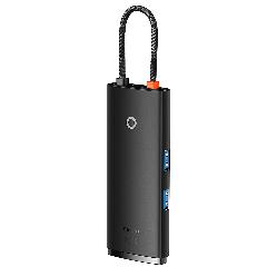 Хаб Baseus Lite Series 6-Port Type-C HUB Docking Station (Type-C to HDMI+USB3.0*2+Type-C Data+SD/TF) Black (WKQX050001), 110 x 44 x 14