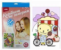 Картина ПО номерам для малышей. Киска с леденцом, 20x20 см