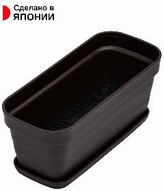 Горшок для цветов / Вазон на поддоне прямоугольный 2,5 л, 30,5*13,5*12,8 см Yamato, темно-коричневый