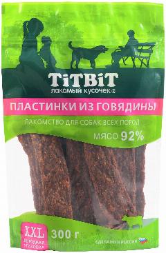 Лакомство TiTBiT Пластинки из говядины XXL для собак мелких пород (300 г), все, крупная, мелкая, средняя