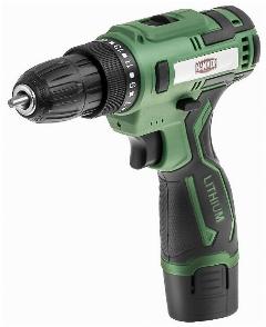 Аккум. дрель промо Hammer ACD12C 12В 1x1.5Ач LiION 10мм 0-350/0-1350об/мин 26 Нм (824158), 70x215x195 мм, зелeный