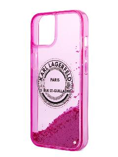 Lagerfeld для iPhone 13 чехол Liquid Glitter RSG logo Hard Pink, розовый