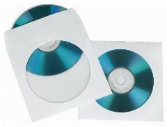 Конверт бумажный с окном и клейкой лентой 50шт для CD-DVD-BD на 1 компакт-диск, 12,5 x 12,5 см, Белый