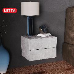 Тумба прикроватная Letta "Бетон Оливия", ЛДСП, подвесная, с ящиками, 42х30х28 см