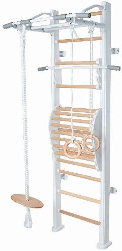 Детский спортивный комплекс для дома, игровой PERFETTO SPORT "Scala in legno 1" bianco-naturale PS-115, белый