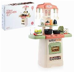 Кухня детская игровая с посудой и продуктами (свет, звук) высота 62 см, бежевый/зеленый, 45x21x62 см