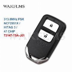 72147-T5A-J01 72147-T5C-J01 для Honda Fit City Jazz Shuttle Vezel 313,8 МГц ID47 умный автомобильный дистанционный ключ без ключа, черная задняя панель, 313.8MHz FSK